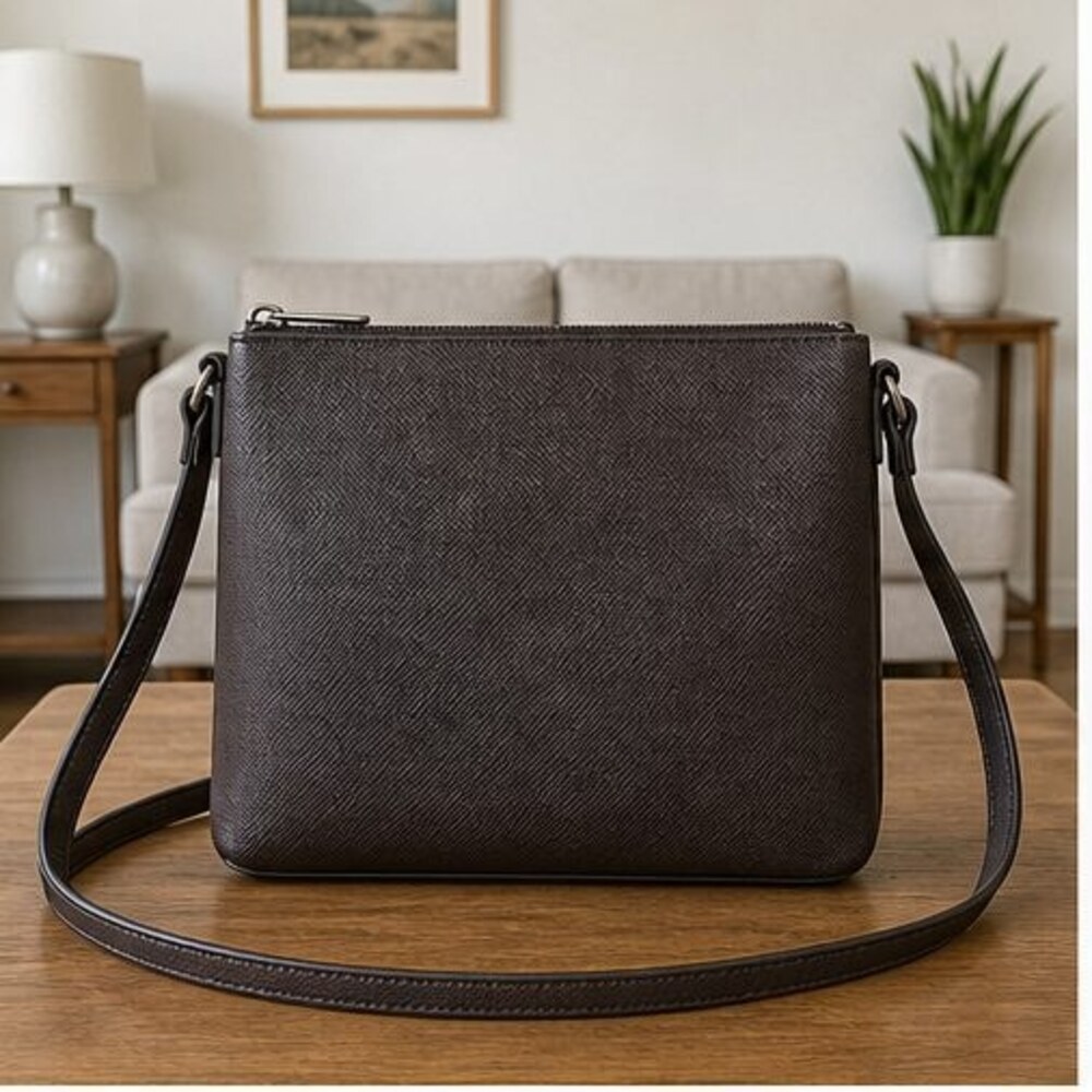 Espresso Saffiano Crossbody Bag